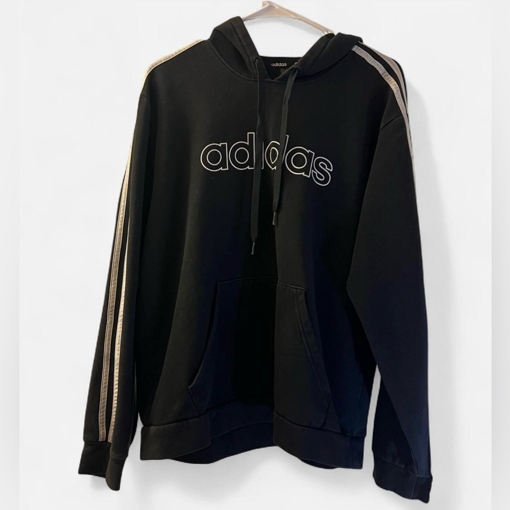 Vintage Adidas Black Hoodie With Signature lines